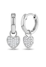 outstanding silver heart clear cubic zirconia birthstone hoop baby earrings 